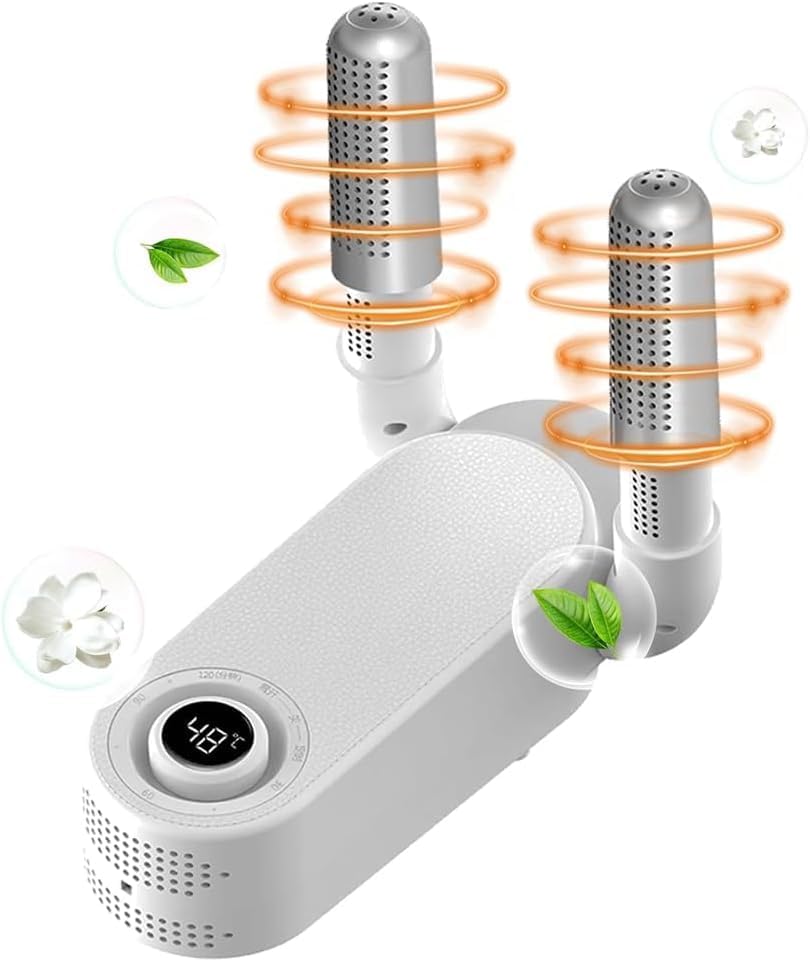 مجفف احذية من الميكاكوز، مجفف احذية مع منفاخ حراري، مجفف قفازات وتدفئة الاحذية، رف جاف قابل للتعديل 90 درجة، منافذ تجفيف تلسكوبية قابلة للانحناء